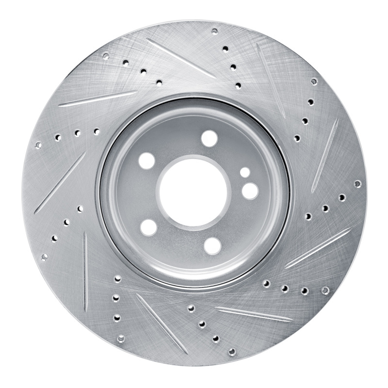 Mercedes-Benz CLA250 Brake Rotor (1) - Front Left - R1 Concepts - Drilled & Slotted - Silver - `19-`25